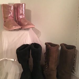 Girls Pink Sparkle Boots Size 3